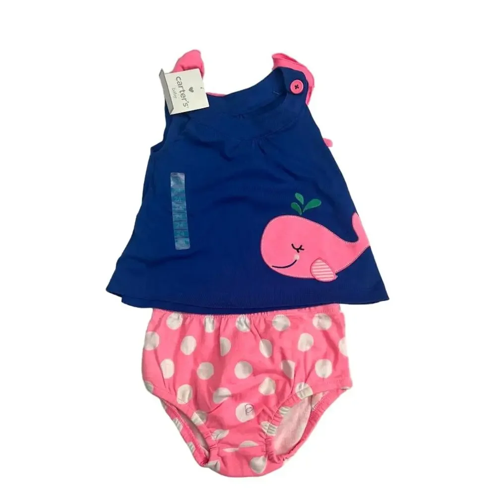 NWT! Carter's Baby Girls 3-piece‎ Bodysuit & Diaper Cover Set 24 MONTHS